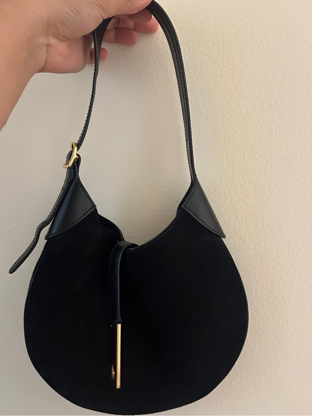 Ralph Lauren Polo ID Black Suede/Leather Shoulderbag